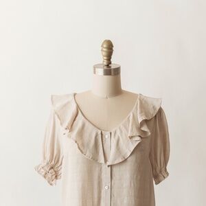 NEUFLORA Button down ruffle blouse top